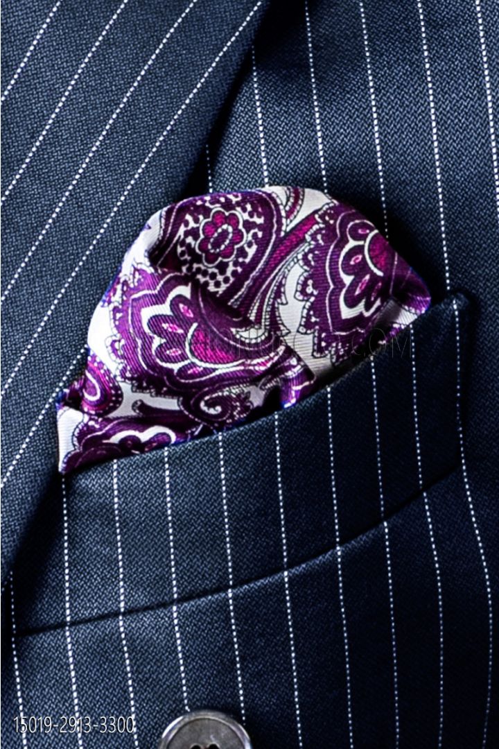 Einstecktuch, violett Paisley-Design, aus Seide reiner Nuccio - Ottavio Gala