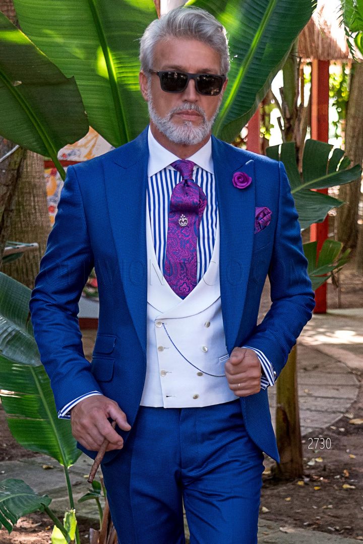 Pure linen light blue pinstripe vintage tailored fit suit for men - Ottavio  Nuccio Gala