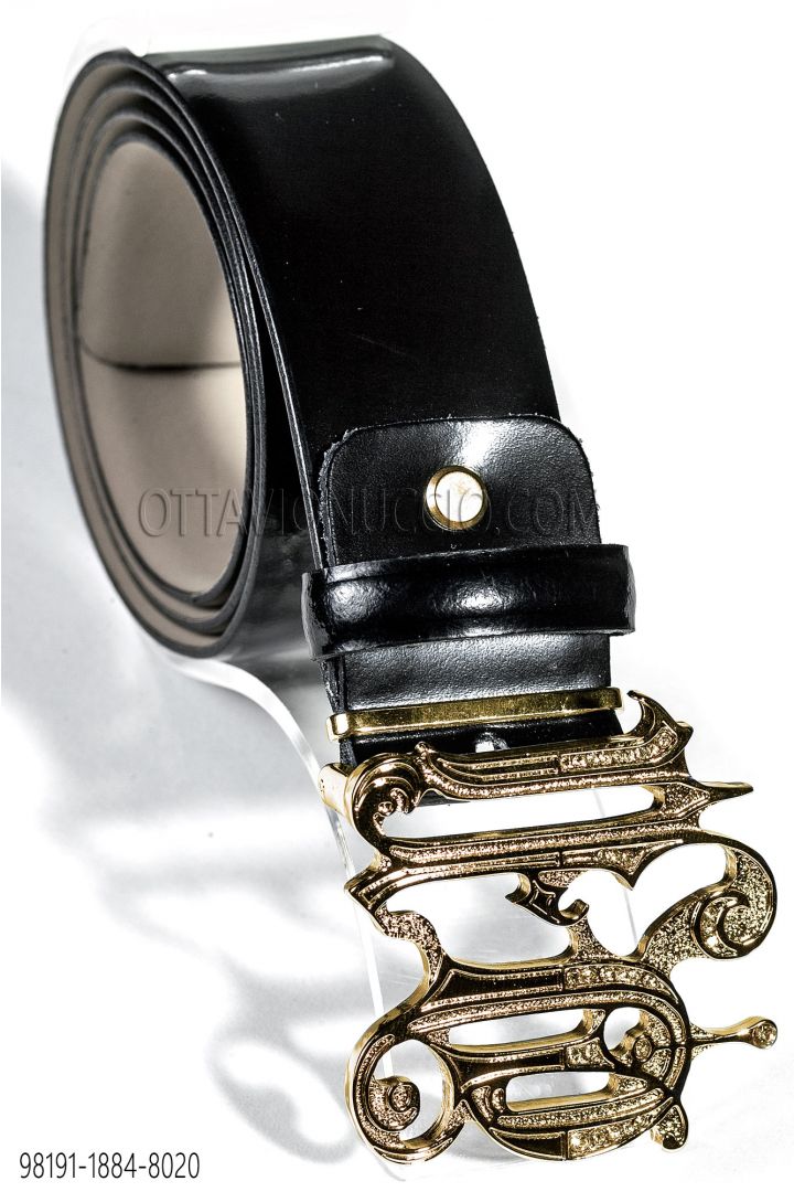 Black Leather Belt Gala Ottavio - Nuccio