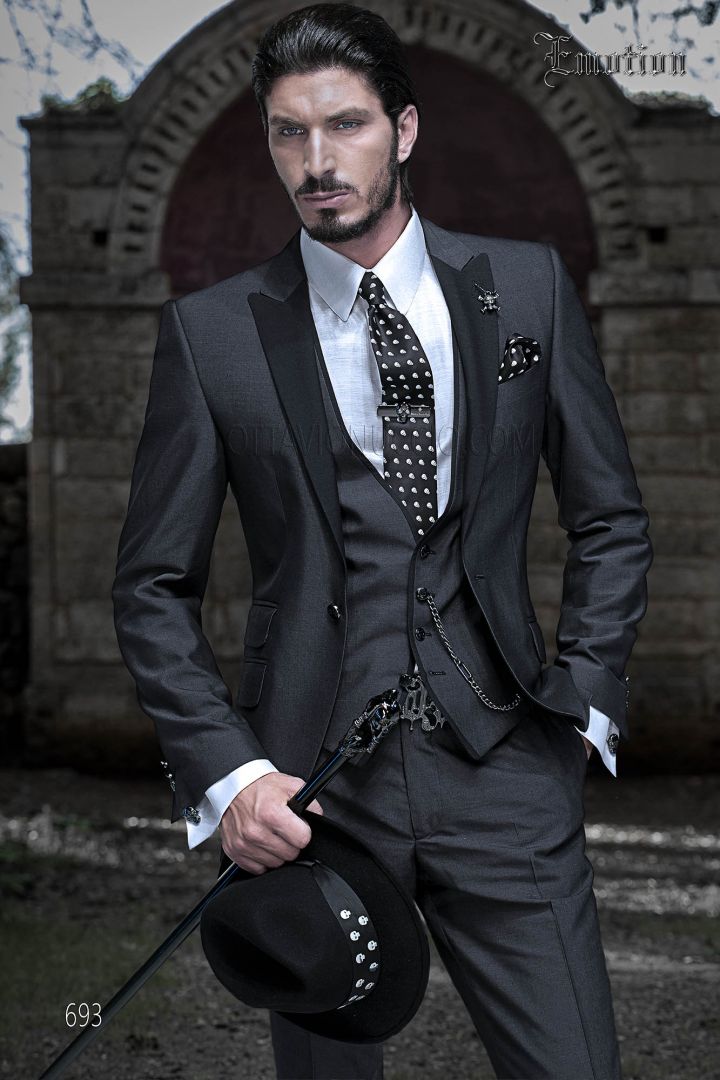 Gray notch lapel Italian luxury formal suit - Ottavio Nuccio Gala