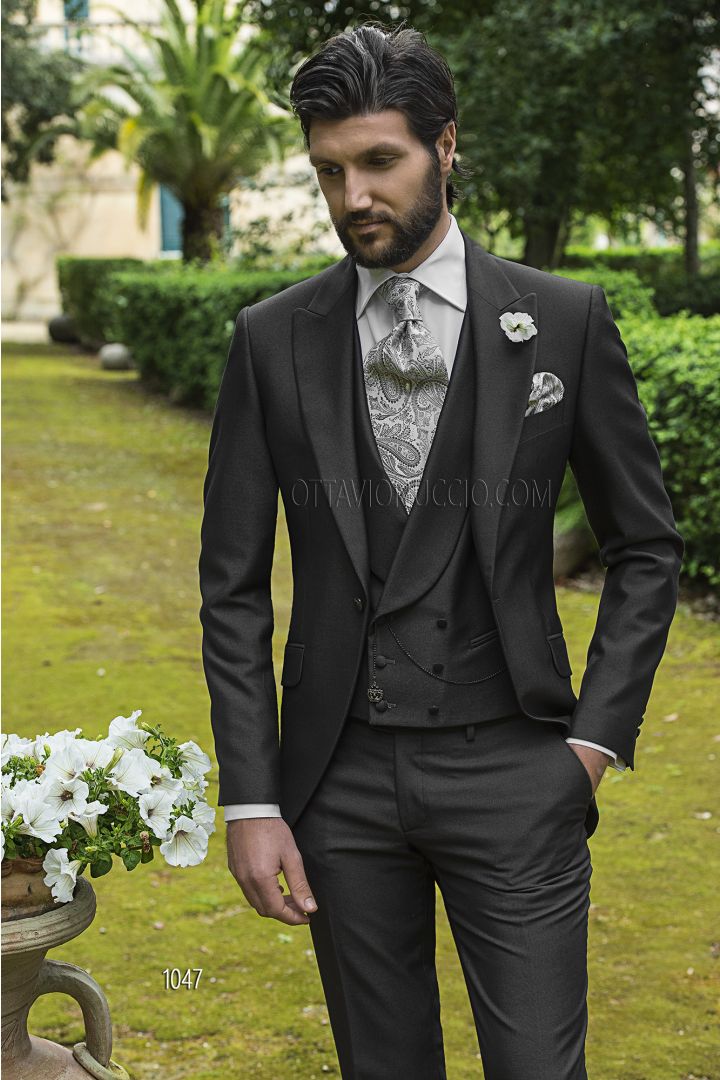 Wedding Suits for groom in Charcoal Grey Short Tailed model - Ottavio ...