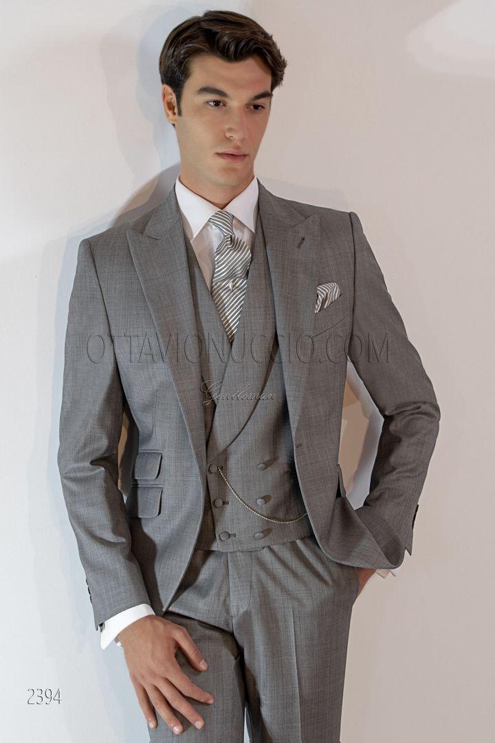 Light grey italian dresses groom suit in wool blend - Ottavio Nuccio Gala