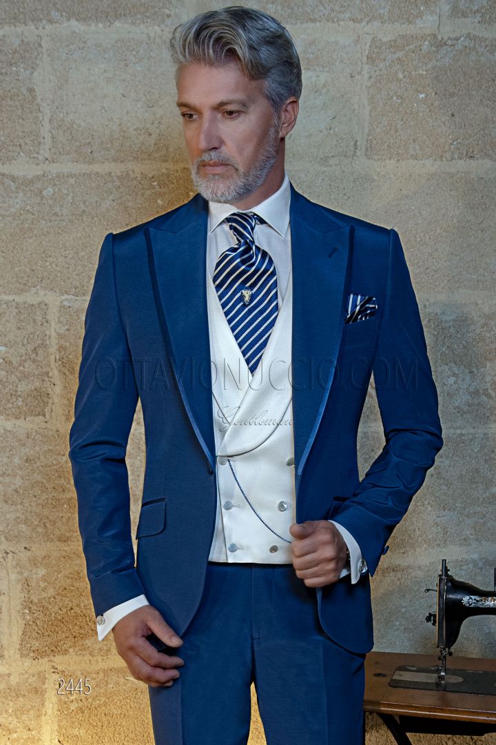 Italian bespoke electric blue suit for wedding groom - Ottavio Nuccio Gala