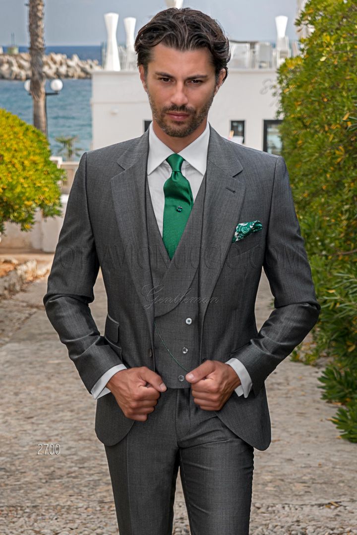 Italian bespoke suit mohair wool alpaca anthracite gray - Ottavio ...