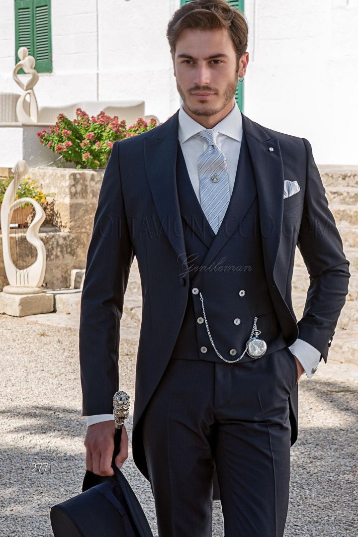 Occasions, Blue Tailored Fit Wedding Suit