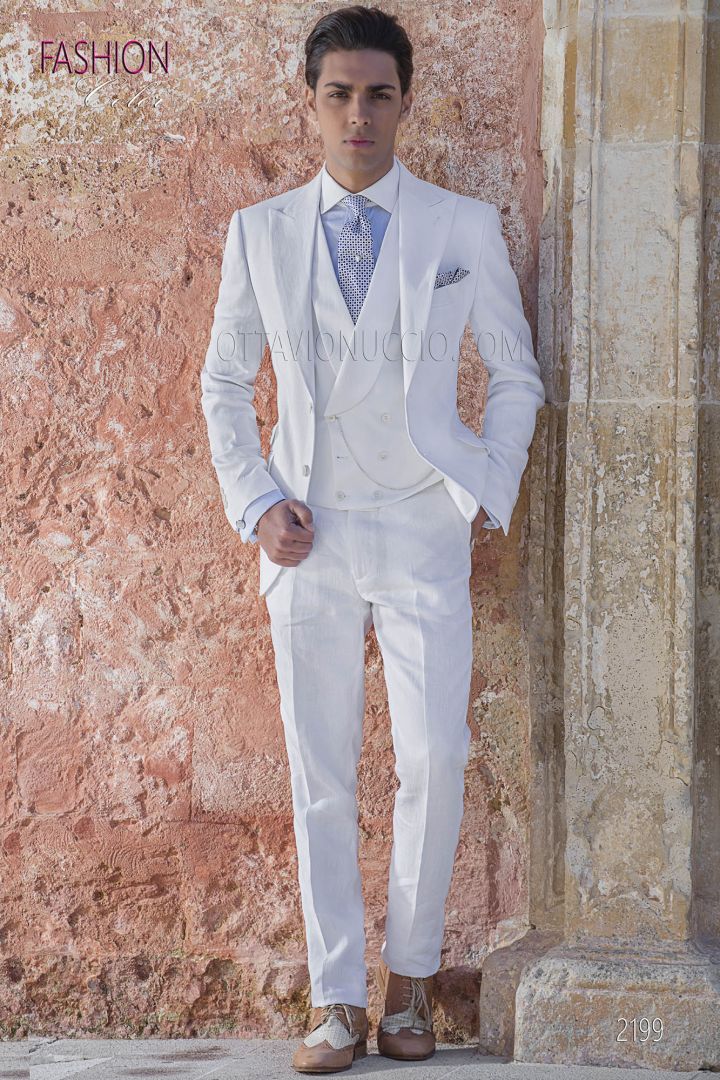Costume homme mariage fashion d'été blanc en lin - Ottavio Nuccio Gala