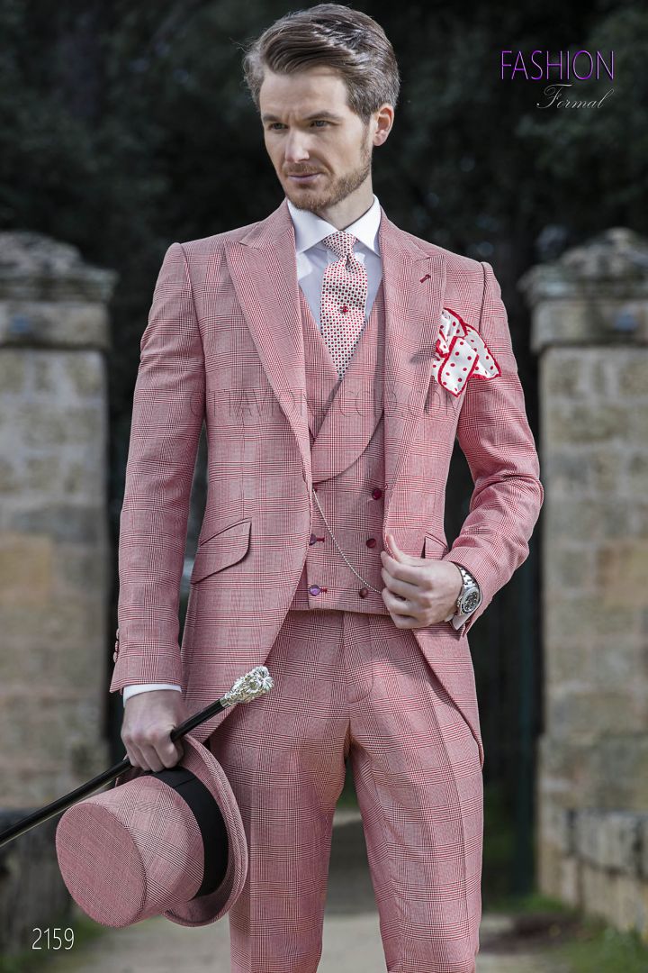 Pure cotton red fashion slim fit wedding suit for groom - Ottavio Nuccio  Gala