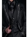 Luxury brocade gothic black groom suit with silver embroidery
